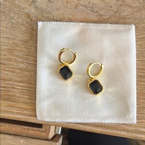 Chic Black and Gold Hexagon Earrings